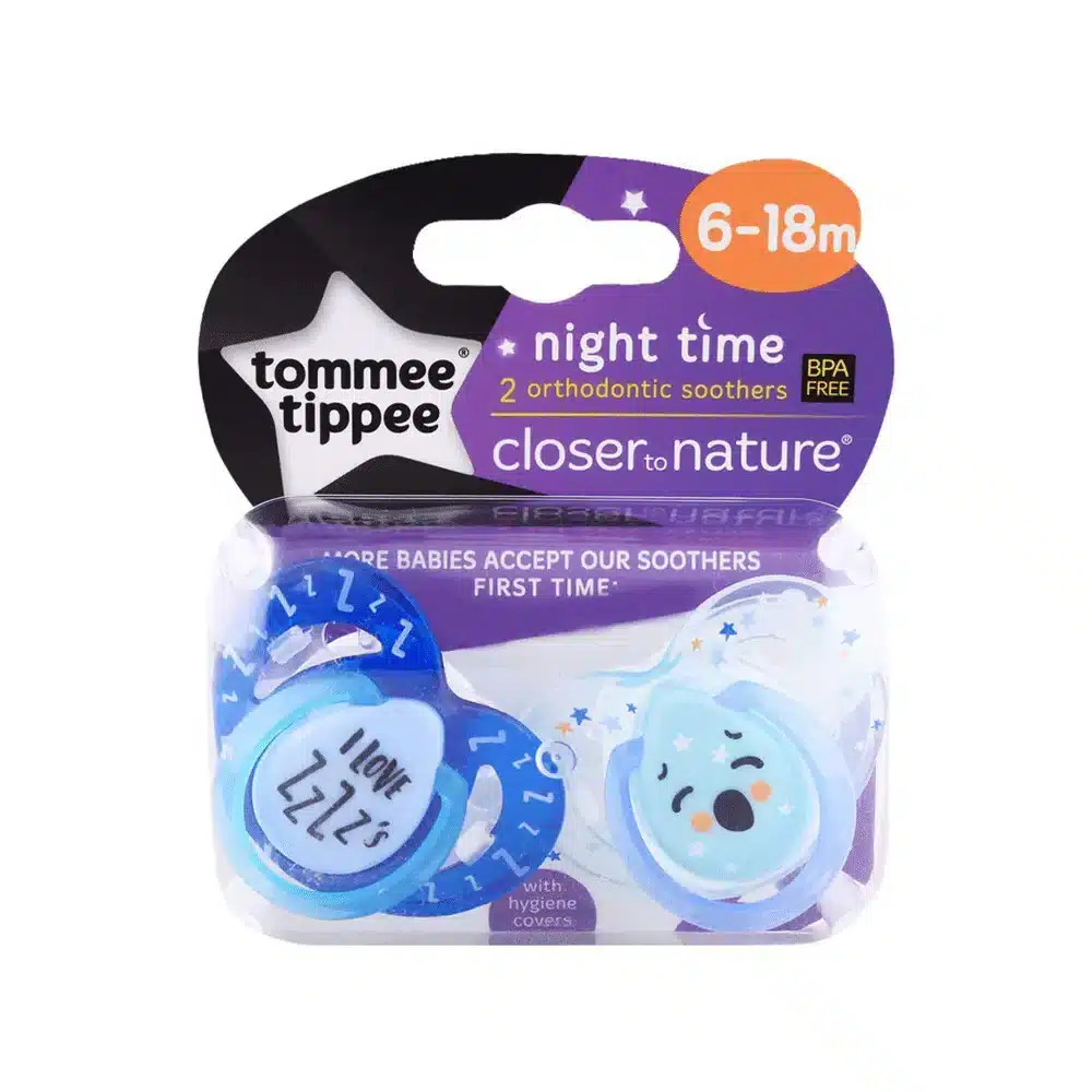 222 Tommee Tippee Night Time Soother 6–18m Twin Pack - Image 1